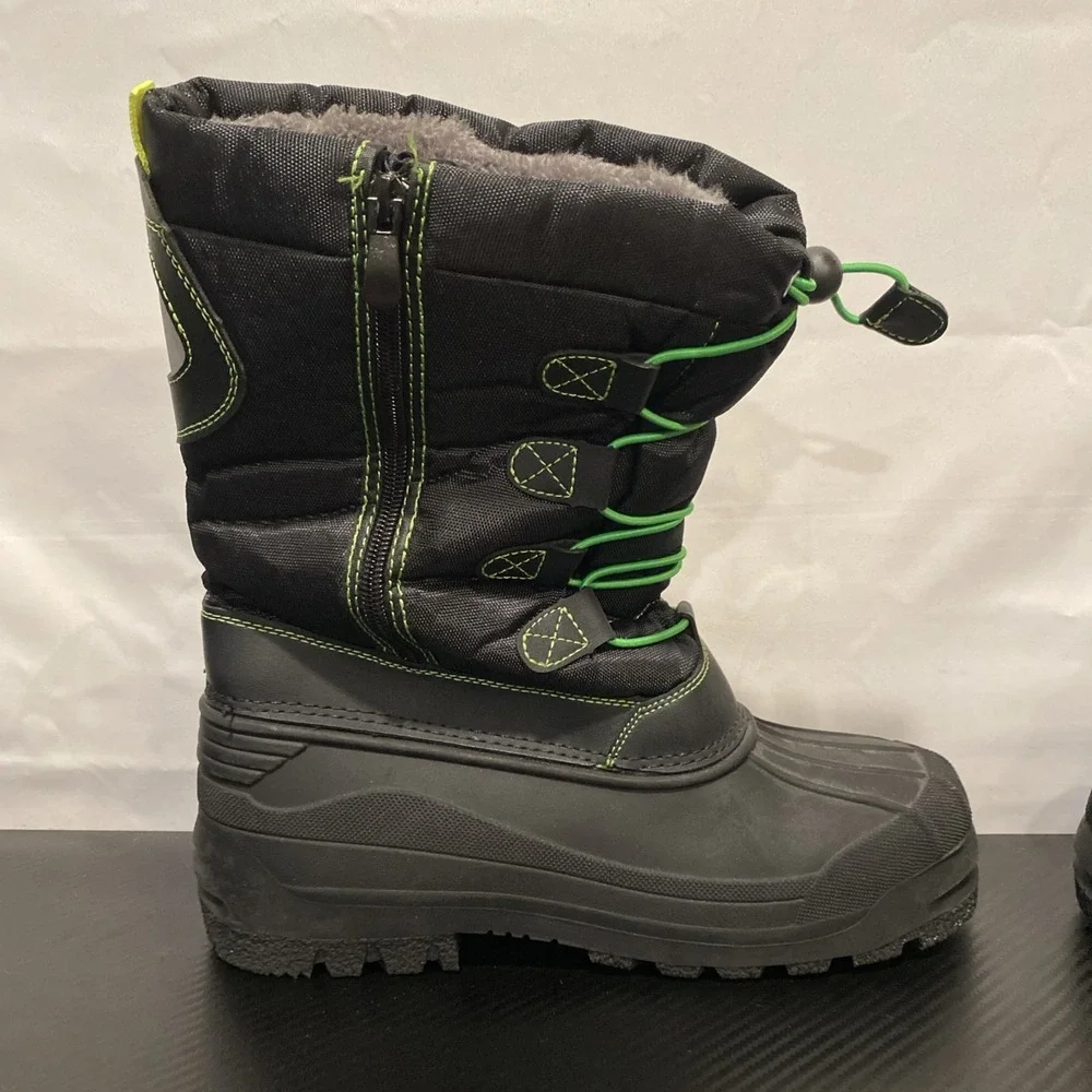 Dream Pairs‎ Kid's Winter/Snow Boots Size 6 Black with Green Trim/Faux Fur